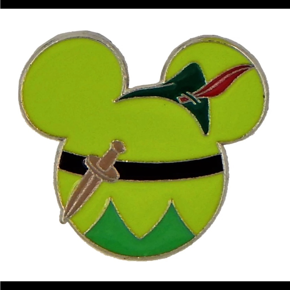 Disney Pin 86555 Mickey Mouse Icon Peter Pan ears head hat feather sword